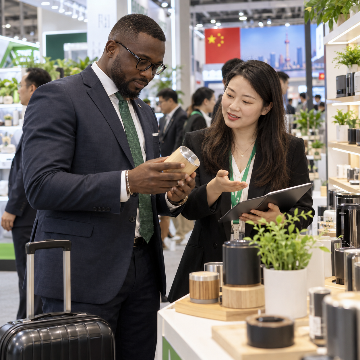 Professionnel rencontrant un fournisseur lors d'un voyage d'affaires en Chine