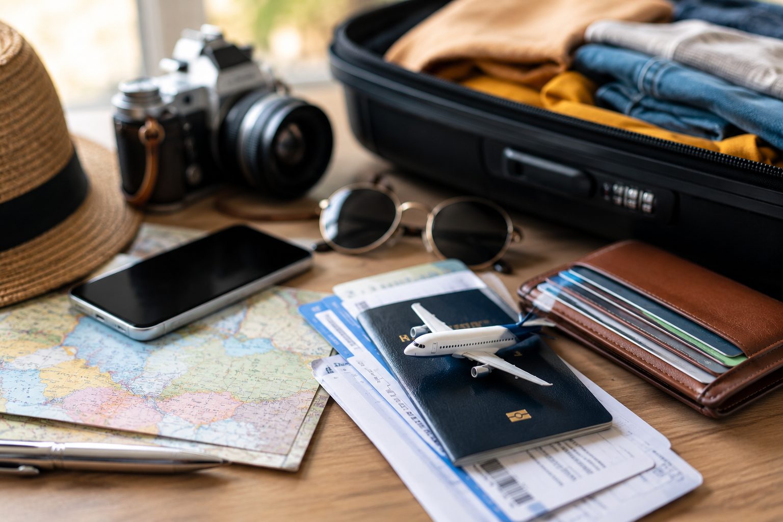 Vérification du passeport et du billet avant le départ